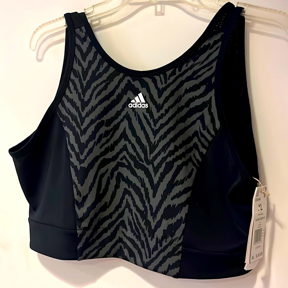 Adidas Zebra Lrint Crop Top Sports Bra